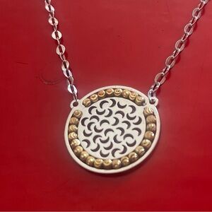 Moon Necklace Two-Tone Silver and Gold Circle Pendant Necklace - Women Jewelry